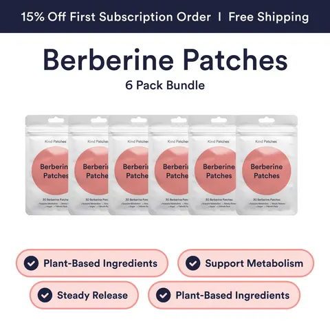 6 Packs of Kind Patches Berberine Patches, Steady Release, Vegan, 6 Months Supply