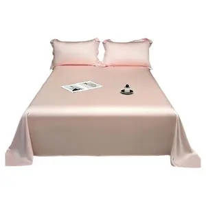 Summer Cool Ice Silk Bed Sheet Single Piece Silky Smooth Suitable for Sleeping Naked 2026 Student Dormitory Bedding Set Pillowcase 3 Piece Set