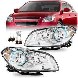 Headlight Assembly with Bulbs Compatible with 2008-2012 Chevy Chevrolet Malibu 4 Door Headlamp (Not Fit 2008 Malibu Classic Model) Replacement Driver and Passenger Side
