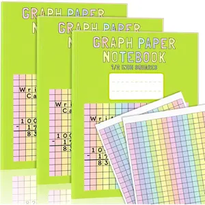 3 Pack 8.5×11 Colored Graph Paper Notebook 1/2 Inch Large Quad Ruled Double Sided Composition Notebook For Kids School Supplies