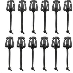 Molle Clips, Molle Attachments 6/8/10Pcs - Tactical Gear Clips with Elastic Rope, Web Dominators for Backpack Straps Management, Hydration Tube, Outdoor Sports Accessories (Black)