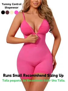 Women's Seamless Smooth Shapewear Bodysuit, Underwear, Front Zipper One-Piece, Tummy Control Butt Lifting, All-Season Wear, Comfortable & Stylish, Compression