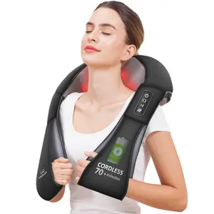 Snailax Shiatsu Neck and Shoulder Massager - Back Massager with Heat, Deep Kneading Electric Massage for Multiple Body Parts Black Handle Gift