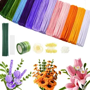 800pcs DIY Pipe Cleaner Flower Bouquet Kit DIY Material - 13-Color Craft Wire with Color-Coded Suitable for Valentine's Gifts, Wedding Decorations, Wedding Favors, Supplies, Crafts