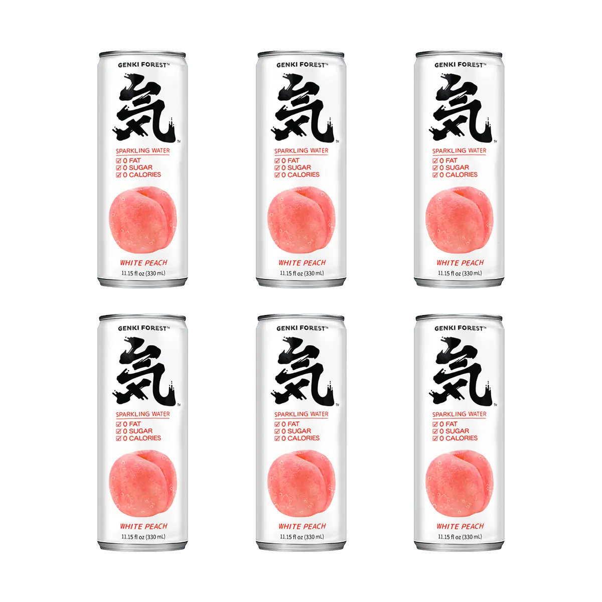 Chi Forest Peach Soda Sparkling Water - 6 Cans, 330ml Each | Zero Sugar, Zero Fat, Zero Calorie