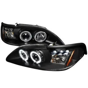 1994-1998 Mustang Dual Halo Projector Headlights (Matte Black Housing/Clear Lens)