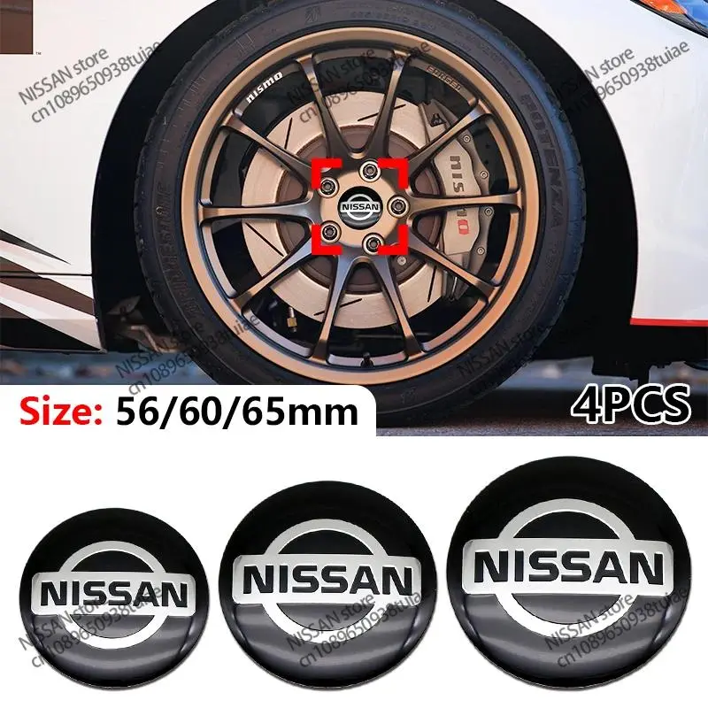 4 Piece Set Wheel Center Stickers for Nissan Tiida Almera X-Trail Xterra Qashqai Navara Altima Juke Note Leaf, 56/60/65mm Car Accessories, Car Decals, Automotive Decals, Sticker For Cars, Car Vehicle Decoration, Car Decorations