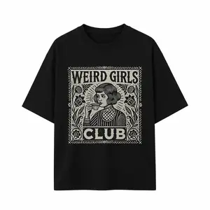 Weird Girl Club Shirt, Quirky Gothic Pattern T-Shirt, Vintage Alternative Girl T-Shirt, Witch Aesthetic Clothing