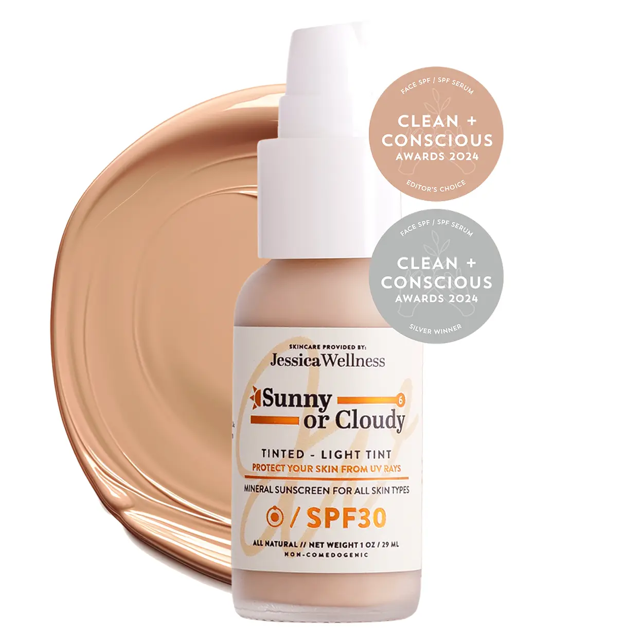 Sunny or Cloudy SPF 30 Mineral Skin Tint Sunscreen | Non-Nano Zinc, Aloe Vera, Matte, Hydrating Tinted Moisturizer & Foundation for Sensitive Skin