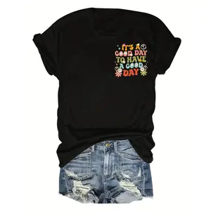 Womens Plus Size Floral Graphic Tee - Soft, Breathable & Comfortable Short Sleeve Top with a Relaxed Round Neck. Perfect for Spring Picnics, Summer Vacations, and Effortless All-Day Style. Your Go-To Layering Essential for Warm Weather Vibes.