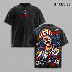 Buggy One Piece Vintage Washed Tee Emperor of the Sea Yonko Anime Shirt Manga Graphic Oversized Unisex