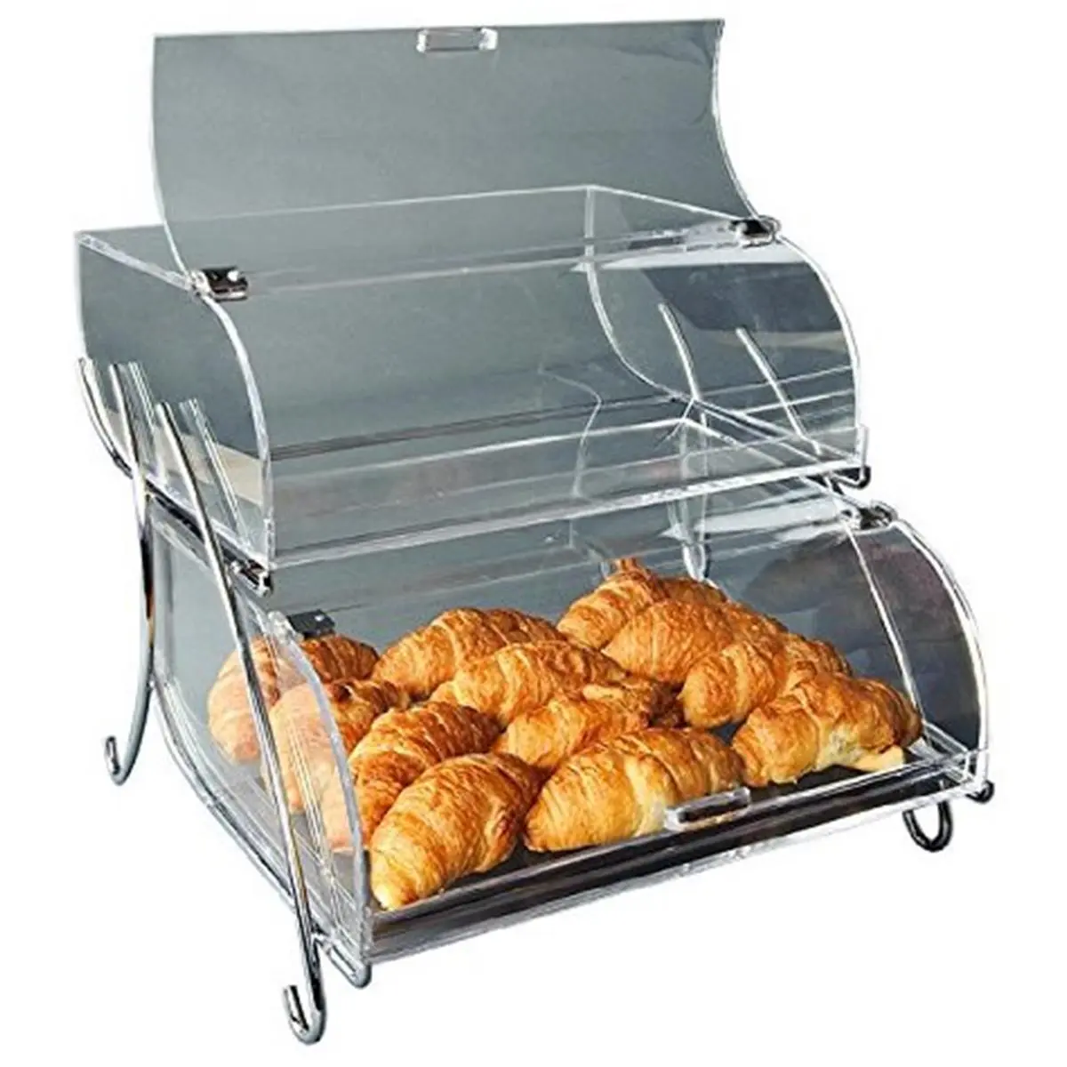 212 MAIN 2-Shelf Metal Bakery Display Case - Sturdy Kitchen Preserving Container for Kitchenware & Utensils