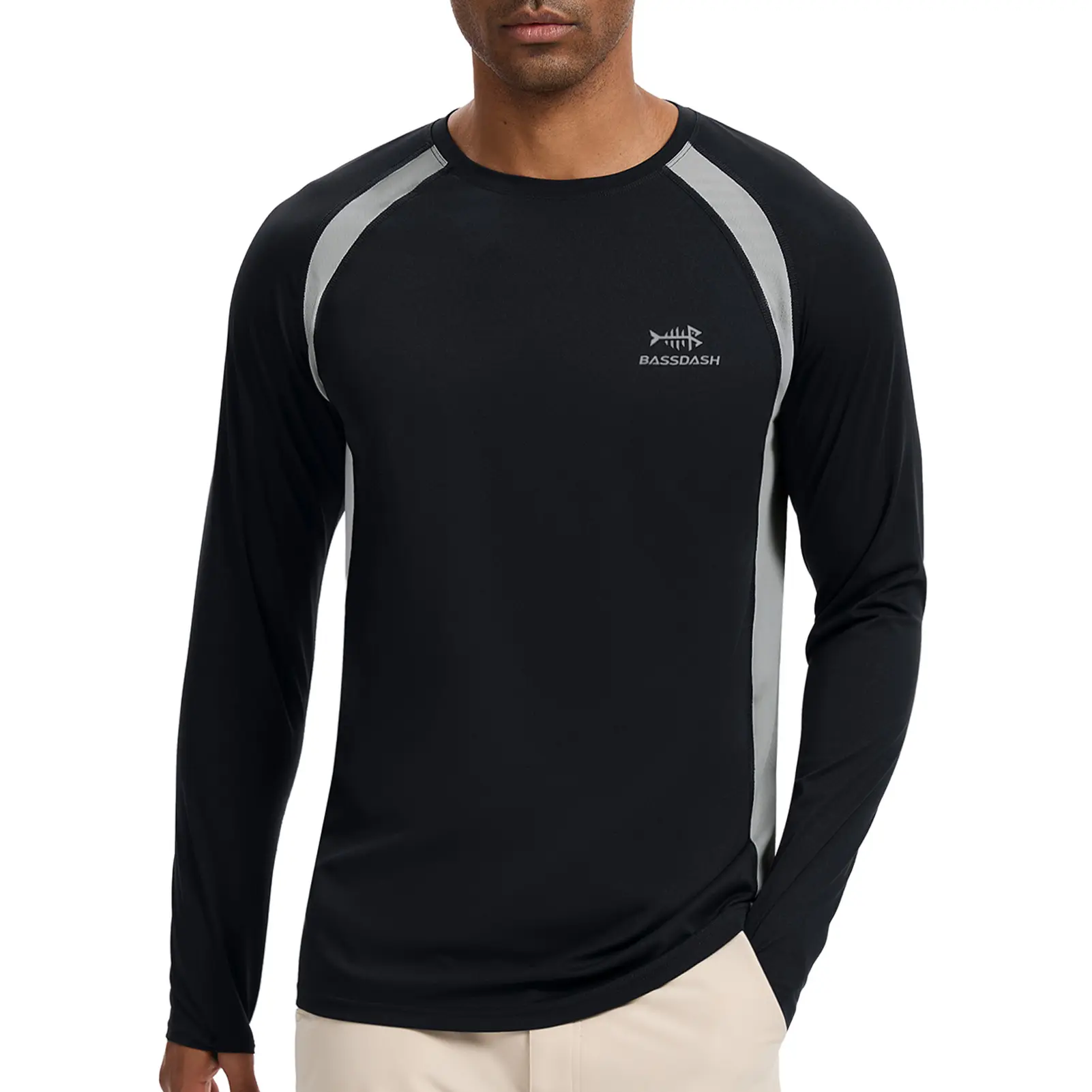 BASSDASH Men's UPF 50+ Wrinkle-free Fishing Shirt Long Sleeve Casual Tee with Breathable Mesh for Hiking Running SR01M