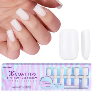 btartboxnails XCOATTIPS Soft Gel Nail Tips - Product only 150pcs Short White Press On Nails,  Square or Almond Fake Nails