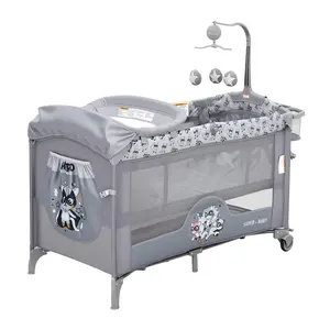 Gaomon 4-in-1 Foldable Portable Baby Nursery Center (Light Grey) - Bedside Sleeper Bassinet with Adjustable Size, Breathable Mesh, Diaper Changing Table, Locking Wheels, Zip Door, Storage, Toy Bar, Babies