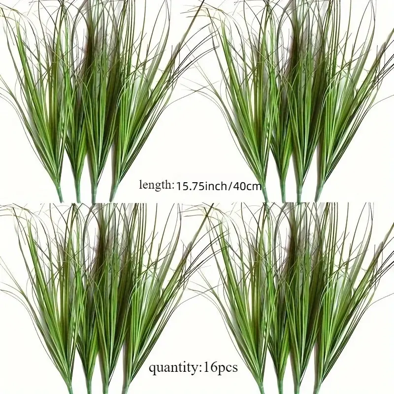 16pcs SHARKBEE Artificial Onion Grass Bushes, Plastic Fake Tall Grasses, Plastic Plants, Plastic Greenery for Indoor Outdoor Home Office Decor