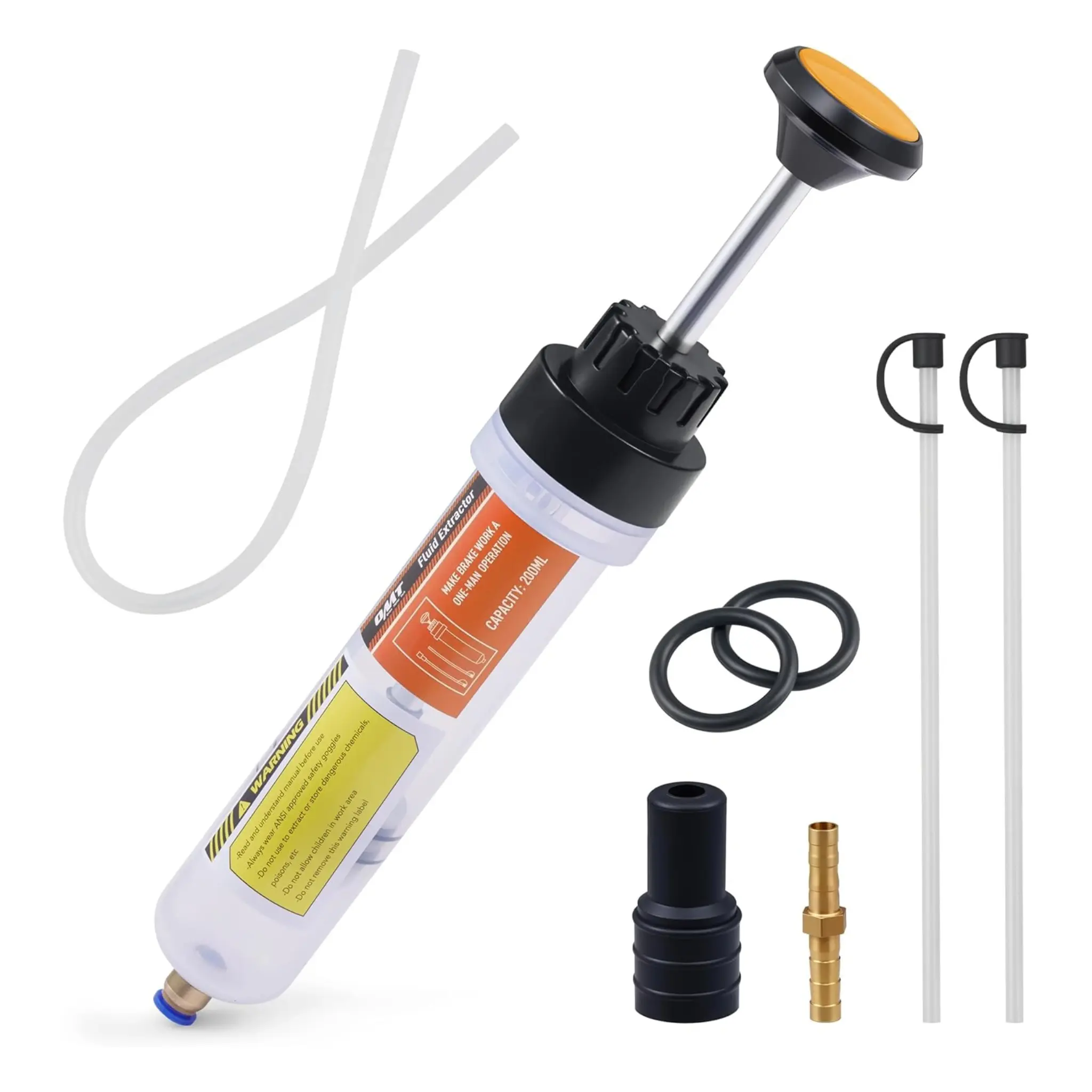 【SpotlightDay】Orion Motor Tech 200/350mL Yellow/Blue Manual Fluid Extractor and Filler, Syringe Style Pump for Car Power Steering Transmission Gear Oil & Brake Fluid Changes,Hand Vacuum Pump for ATV Boat Automotive Fluid Extraction,extension tube