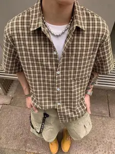 Men's Plaid Flannel Button-Up Shirt, Long Sleeve, Soft Comfortable, Suitable for Work and Casual Daily Wear, Full Set Clothing