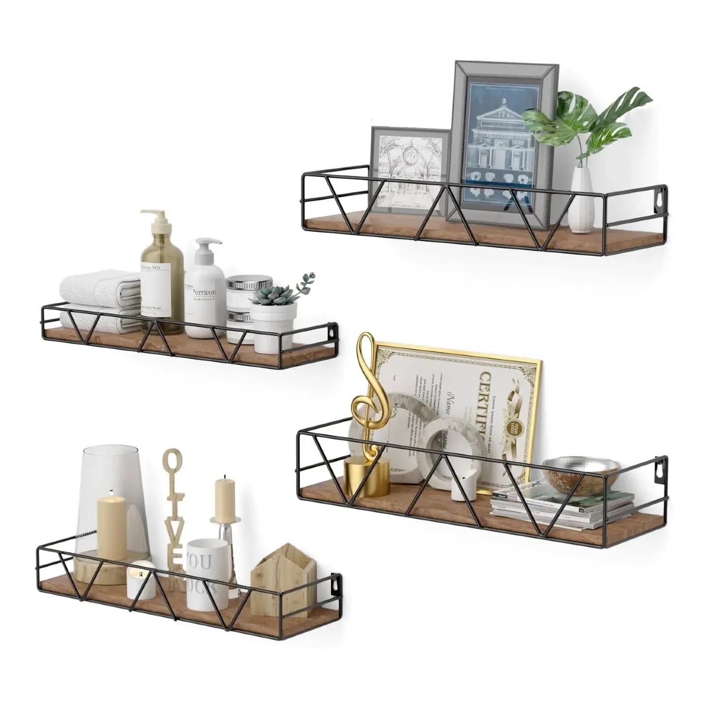 Floating Shelves Set of 3, Home Wood Wall Shelf, Farmhouse Shelf for Bedroom, Wall Mounted Floating Shelf for Living Room, Bedroom, Bathroom, Kitchen, Office (White) and a Perfect Mother's Day Gift Choice.