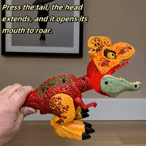 Jurassic Q Edition Electric Dinosaur Toy, Adorable Dual-Horned Dragon Model, Moveable Parts, Rotating Head, Glowing Mouth, Birthday Gift