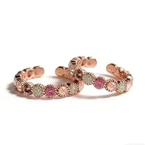 Tourmaline rainbow ring female special-interest design open adjustable ring sweet cool hot girl style ornament high-grade ring