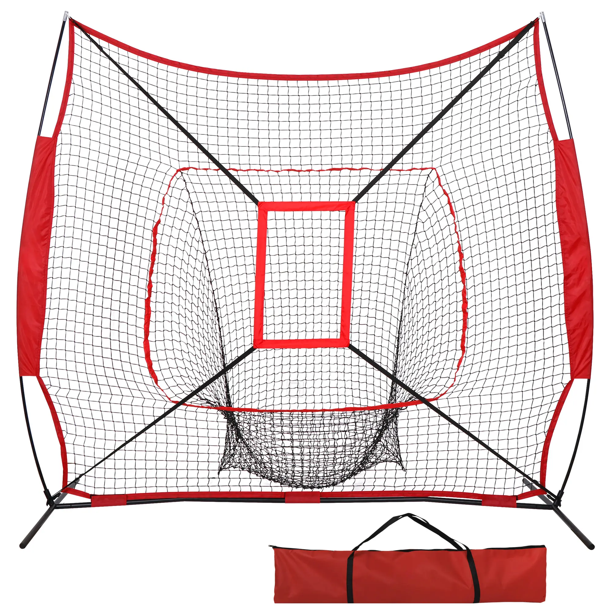 Zeny 7x7 Baseball Softball Practice Net, Portable Batting Equipment with Polyester Mesh, Strike Zone Target & Carry Bag for Pitching & Hitting Training, Batting Practice Equipment, Baseball Batting Cage