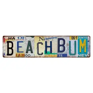 Beach Wall Decor Beachy Room Sign Beach Decorations For Home Skateboard Wall Art Vintage Surf Metal Tin Signs Coastal Summer Bedroom Decor Aesthetic Beach Bum Blvd Signs Coastal Themed Gifts 4x16 Inch