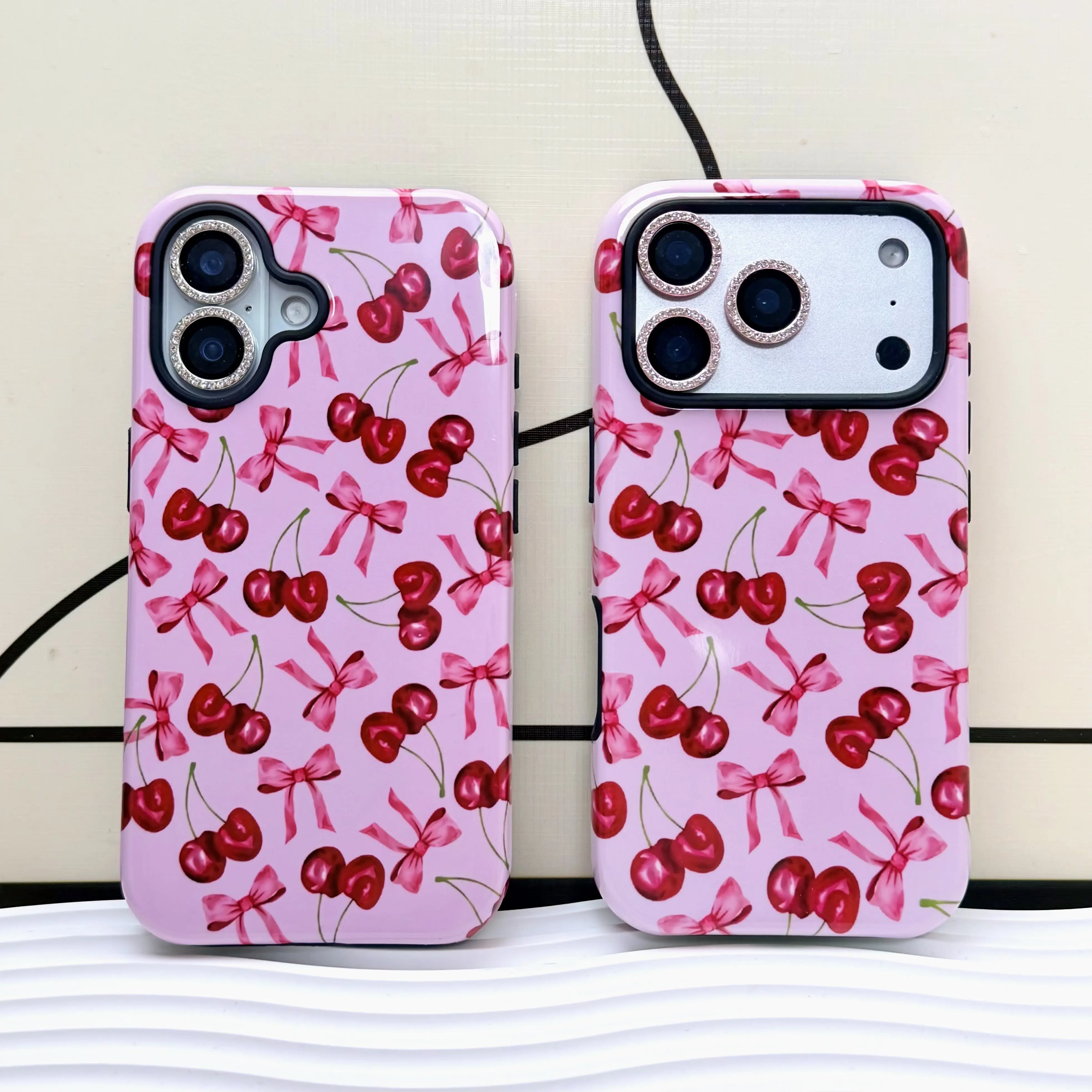 (Gift Idea) Dual-Layer Protective iPhone Case for iPhone 17/16/15/14/13, Pink Cherry Drop-Proof Shock-Absorbing Case. This iPhone case makes an excellent holiday gift. Compatible Models: For iPhone 17 Pro Max/17 Pro/16 Plus/15 Pro Max/14 /13