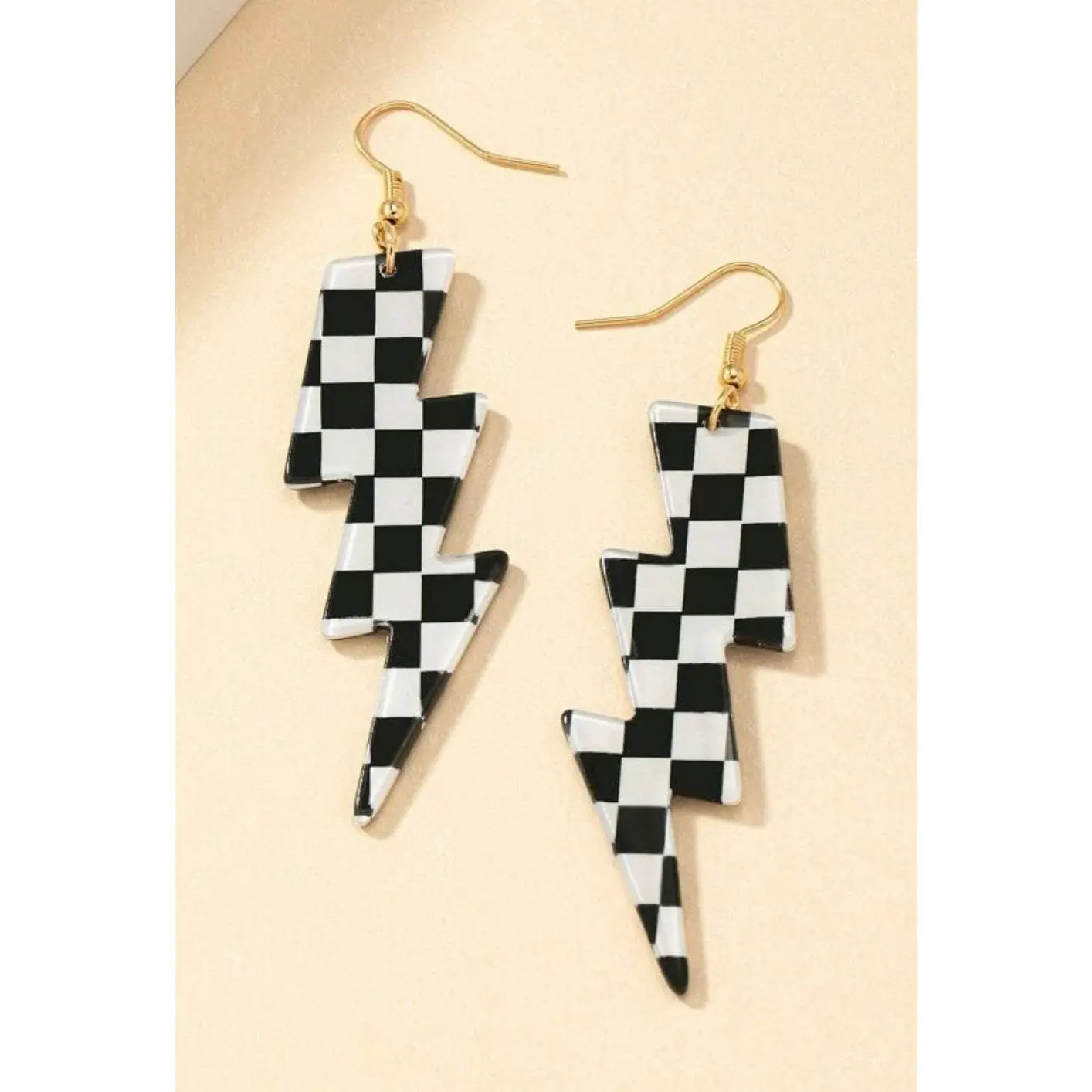 Lightning drop checkerboard earrings
