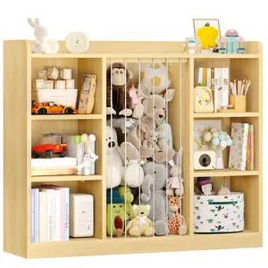 【CategorySelect】ONBRILL Toddler Stuffed Animal Zoo, Toy Storage Organizer for Playroom, Plush Toy Organizers and Storage, Book Shelf for Kids Rooms, Elastic Band Child Bookcase, Toy Shelf with 8 Storage Cubbies
