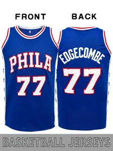 Philadelphia #77 #0 Blue Retro Basketball Jersey, Embroidered 'phila' Letters, Breathable Mesh Fabric, Sporty Loose-Fitting Style