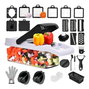 22 in 1  26in1 15in1  Vegetable Chopper with Container, 1 Set Vegetable Slicer Set, Household Multifunctional Vegetable Chopper, Fruit & Vegetable Utensils for Home Kitchen, Vegetable Cutting Slicer [Package List as Picture Shown]