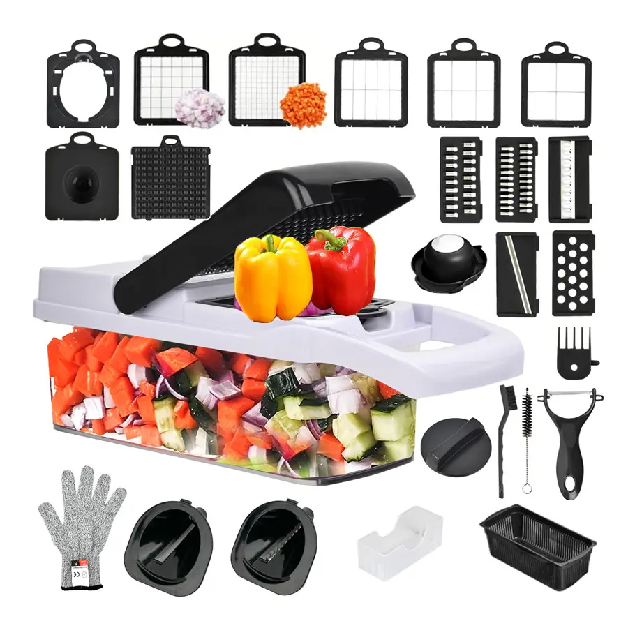 22 in 1  26in1 15in1  Vegetable Chopper with Container, 1 Set Vegetable Slicer Set, Household Multifunctional Vegetable Chopper, Fruit & Vegetable Utensils for Home Kitchen, Vegetable Cutting Slicer, Veggie Cutter [Package List as Picture Shown]