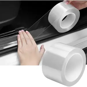 Car Door Edge Guards and Door Sill Protector, 2.7 In x 33 Ft 5D Carbon Fiber Vinyl Automotive Wrap Film for Anti-Collision, Fits Most Vehicles (Transparent)