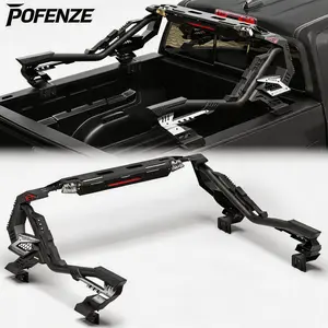 POFENZE-NADIA Heavy-Duty Adjustable Truck Roll Bar Chase Rack for Full-Size Trucks, Compatible with CHEVROLET COLORADO， TOYOTA TACOMA， NISSAN FRONTIER， JEEP GLADIATOR，GMC CANYON， FORD RANGER， HONDA RIDGELINE Universal Steel Bed