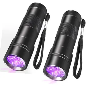 2 Pack 12 LED UV Blacklight Flashlight, 395nm Handheld Mini Torch Light, Urine Detector for Dog Pet Urine Stains, Bed Bugs and Scorpions