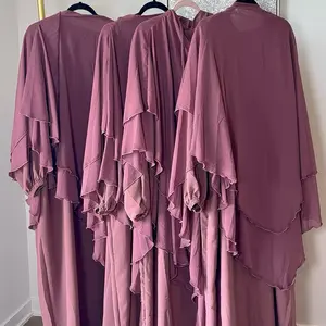 Khimar and Abaya in Elegant Mauve with Ruffled Details for Stylish Wear