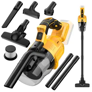 Cordless Vacuum for Dewalt 20V/Makita 18V Battery, Car Vacuum with HEPA Filter, 5 Attachments and LED Light, High Performance Dry Only Small Shop Vac, Battery Not Included