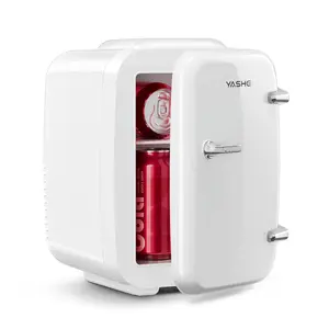 YASHE Mini Fridge 4L/6 Can Portable Thermoelectric Cooler&Warmer for Skincare Drink Cosmetic Medicine Purple 110V AC 12V DC Quiet Operation, pink ,Compact, skin care refrigerator