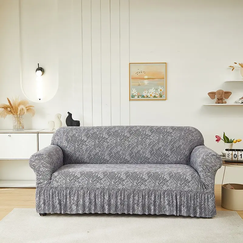 Modern Plaid Furniture Protector, Elastic Sofa Slipcover with Skirt, Pet-Proof, Single to Four-Seater, Elastic Couch Cover, Sofa Covers, Slipcover For Sofa