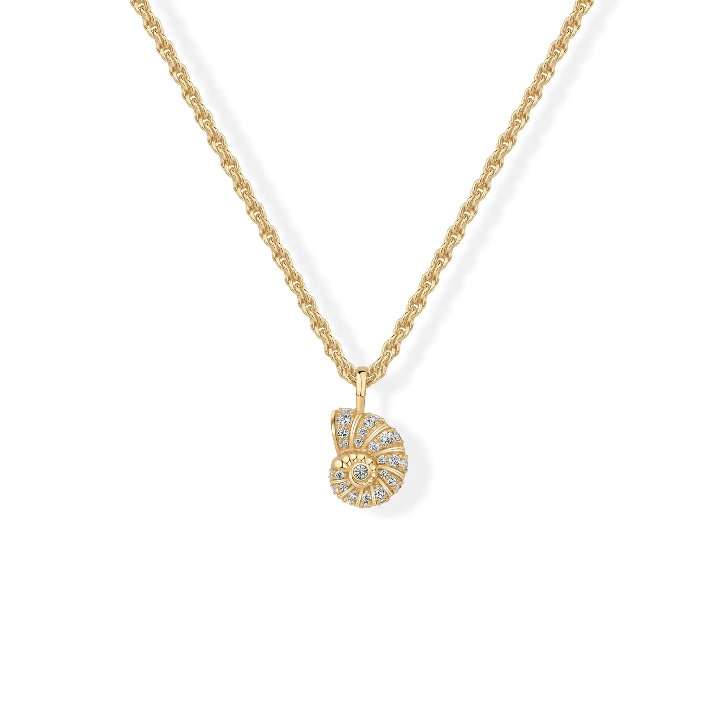 Nautilus Shell Necklace with Sparkling Crystals, 14K Gold Plated Braided Chain, Elegant Minimalist Jewelry, Great for Everyday Wear & Layering, Unique Gift for Her