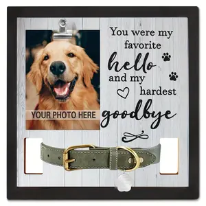 Premium Pet Collar Display Memorial Photo Frame, Solid Wood Style Dog Cat Remembrance Picture Frame, Heartwarming Pet Loss Sympathy Gift for Bereaved Pet Parents, Elegant Pet Keepsake Frame