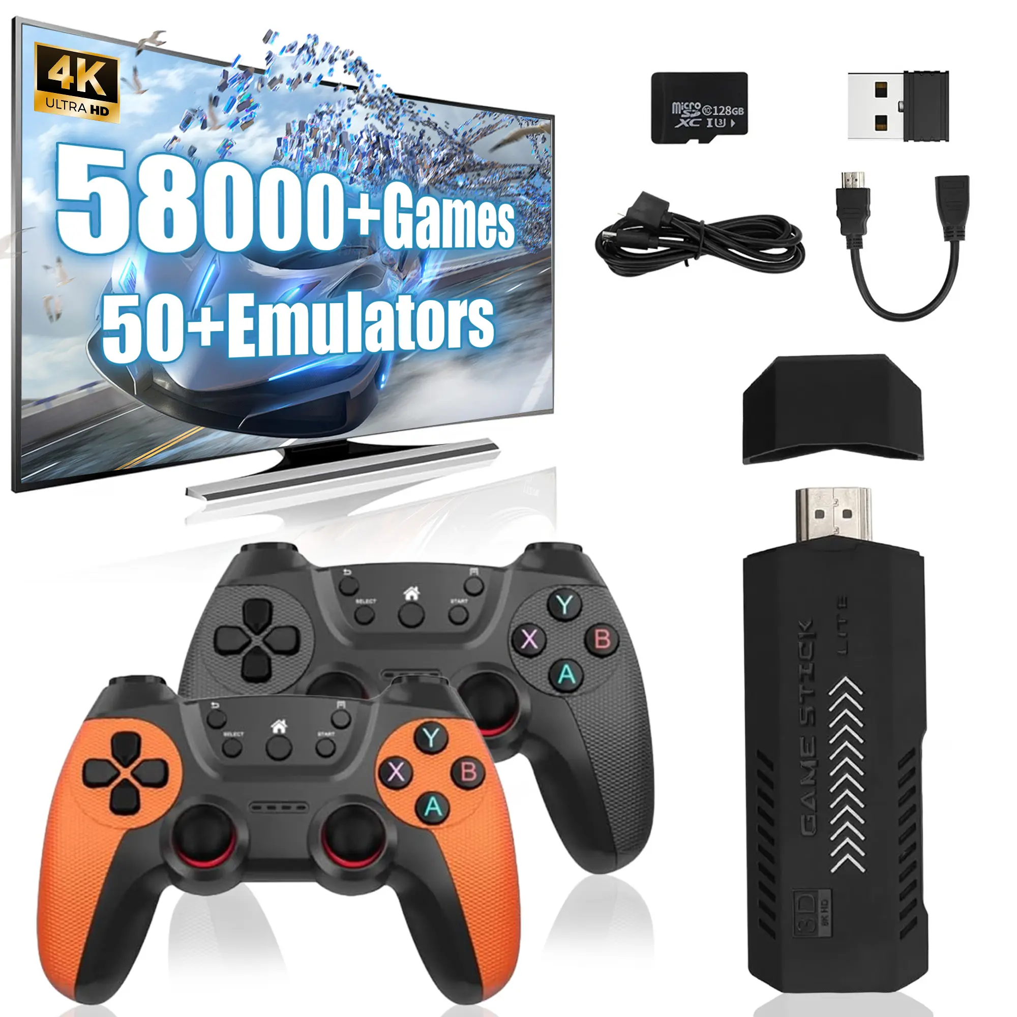 X2 Ultra 256G Retro Game Stick 4K, HDMI Plug and Play Video Game Console, with 2.4G Recharge Wireless Controller,Nostalgia Arcade Handheld Emulators for TV Game Lovers