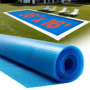 【Summervibes】VEVOR Solar Pool Cover, 36 x 16 ft Rectangle Pool Bubble Cover, 12 Mil Pools Solar Blanket with Bubble & PE Material, Daytime Heat Absorption, Nighttime Heat Retention, Heat Retaining Solars Covers, Blue