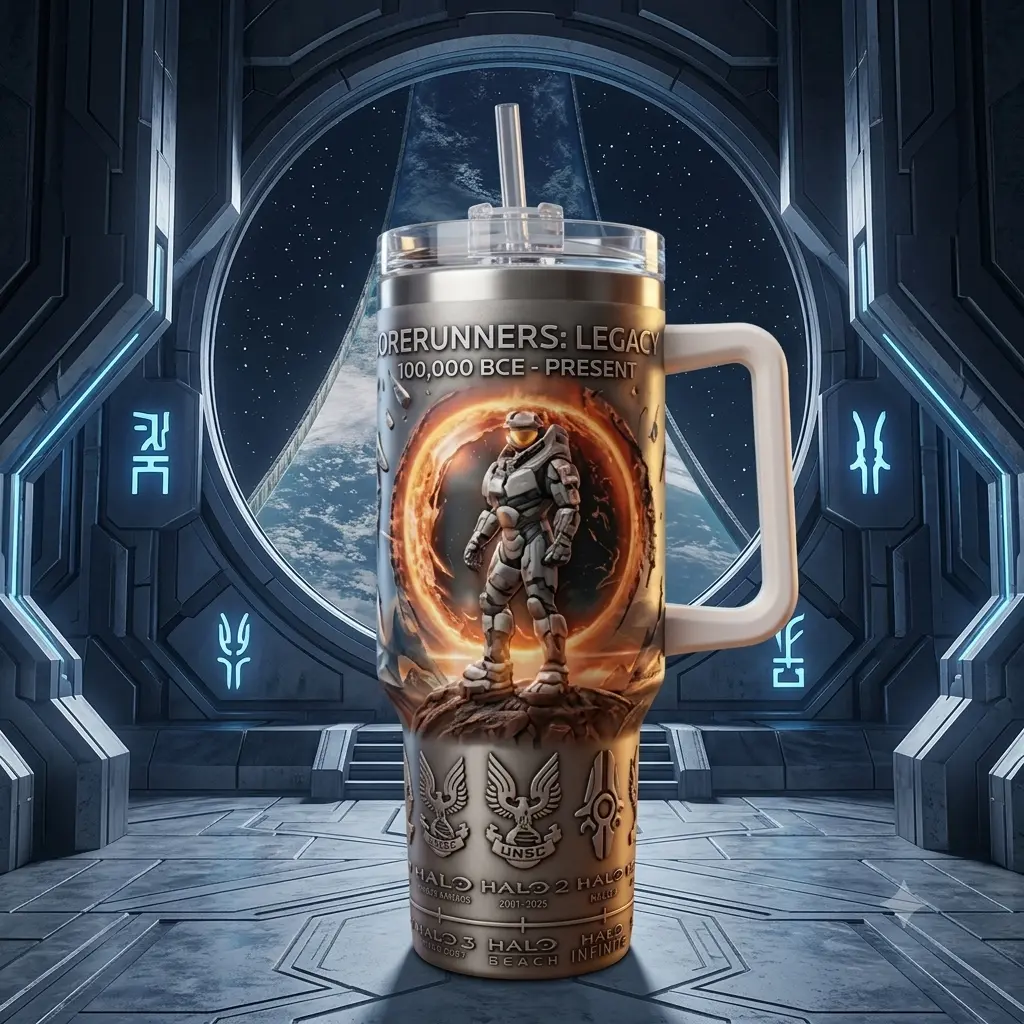 #2 Halo 25th Anniversary Master Chief Limited Edition 40oz Tumbler with Handle, Stainless Steel Travel Cup with Straw and Lid, Reusable Insulated Water Bottle, Gaming Drinkware, Travel Cup, Gamer Gift