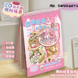 Miniature Scene Collection Book with 20pcs Scene Card Paper & 20pcs Sticker 3D DIY Decorative Sticker Book Gift Wrapping Set High Clear Pattern Reusable Stress Relief Creative DIY Project for Kids and Adults（No Tweezers)