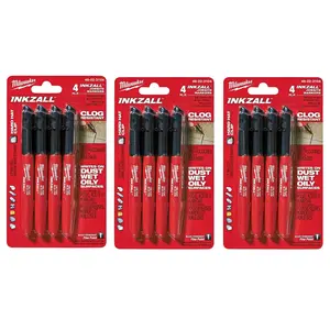 Milwaukee 48-22-3104 Inkzall Point Marker, Fine, Black, 12 Markers
