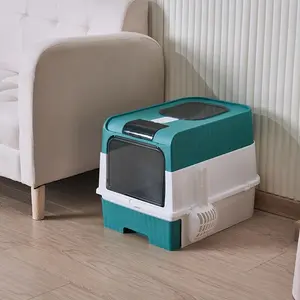 Cube Automatic Self-Cleaning Cat Litter Box,Low Entry Suitable for Kittens & Big Cats, Silent Operation, Detachable Waste Bin, Easy to Clean Large Litter Tray for Multi-Cat Household Indoor Pet Accessories