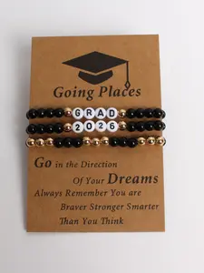 Class of 2026 Graduation Bracelet Set – 3PCS Inspirational Bead Stackable Bracelets Gift for Her/Him Graduation Charm Bracelets