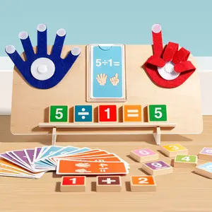 Wooden Arithmetic Learning Board for Kids Over 3 Years - Interactive Math Operation Cards & Number Blocks - Early Cognitive Development Toy